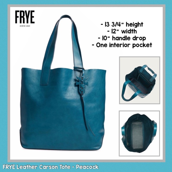 Frye Leather Carson Large Tote Peacock Blue Green - Picture 6 of 10